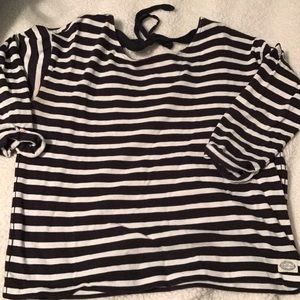 Navy striped shirt with tie back